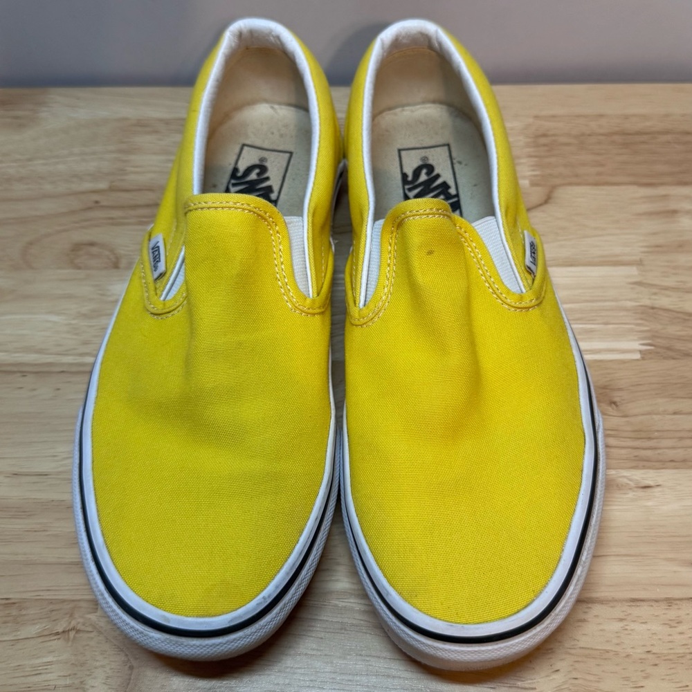 Vans Off The Wall Old Skool Vibrant Yellow Canvas SlipOn Skater Shoes M6.5 W8.0